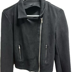 Black Leather Motorcycle Jacket with Tailored Fit